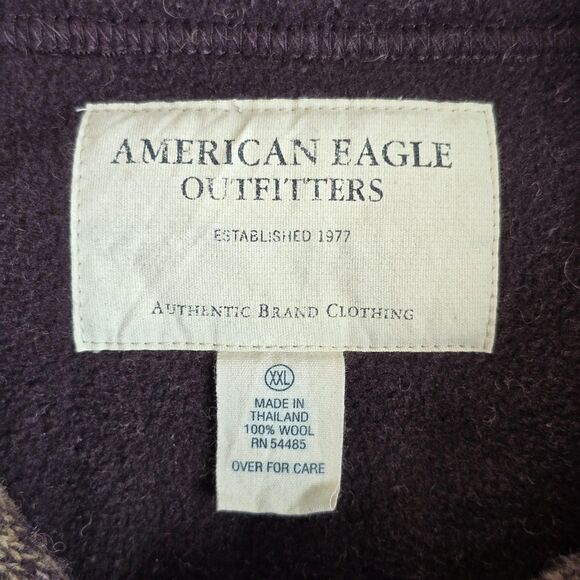 American Eagle Outfitters Sweater Mens Sz XXL Brown Red Half Zip Wool Mock Neck - Picture 8 of 15